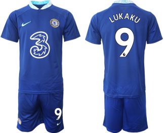 LUKAKU #9 Chelsea Hemmatröja Herr 2022-23 Kortärmad + Korta byxor