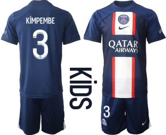 Paris Saint-Germain KiMPEMBE #3 Hemmatröja Barn 2022-23 Kortärmad (+ Korta byxor)