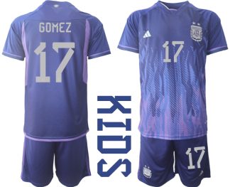 GOMEZ #17 Argentina Bortatröja FIFA World Cup Qatar 2022 Barn purpurfärgad Kortärmad + Korta byxor