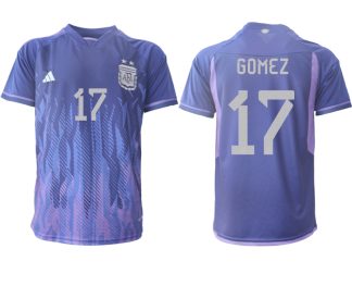 GOMEZ #17 Argentina Bortatröja VM 2022 purpurfärgad Kortärmad fotbollströjor för män