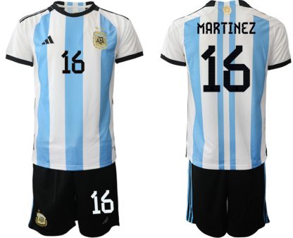 MARTINEZ #16 Argentina Hemmatröja VM 2022 Herr Kortärmad + Korta byxor