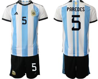 PAREDES #5 Argentina Hemmatröja VM 2022 Herr Kortärmad + Korta byxor