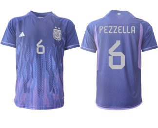 PEZZELLA #6 Argentina Bortatröja VM 2022 purpurfärgad Kortärmad fotbollströjor för män