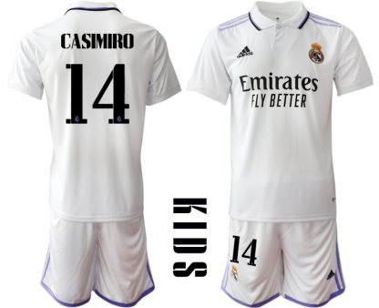 Real Madrid Hemmatröja Barn 2022-23 Kortärmad + Korta byxor med tryck CASIMIRO 14
