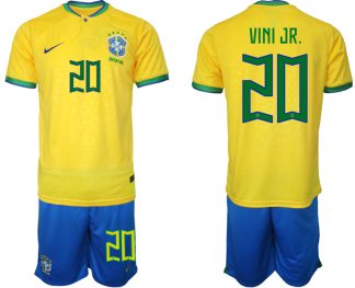 Brasilien Hemmatröja Herr VM 2022 Fotbollströjor med eget namn VINI JR.20