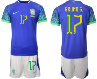 BRUNO G.#17 Herr Brasilien Bortatröja Herr VM 2022 Kortärmad Fotbollströja Set