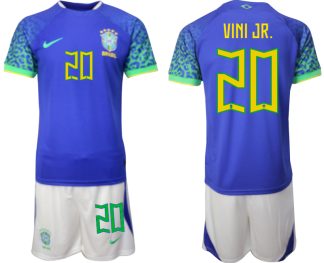 VINI JR. #20 Herr Brasilien Bortatröja Herr VM 2022 Kortärmad Fotbollströja Set
