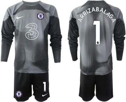ARRIZABALAGA #1 Fotbollströjor För Män Chelsea FC 2023 Målvaktströja svart Långärmad + Korta byxor