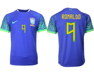 Brasilien Bortatröja Herr VM 2022 Kortärmad Billiga Fotbollströjor med tryck RONALDO 9