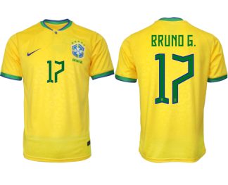 Brasilien Hemmatröja Herr VM 2022 Gul Fotbollströjor med tryck BRUNO G. 17
