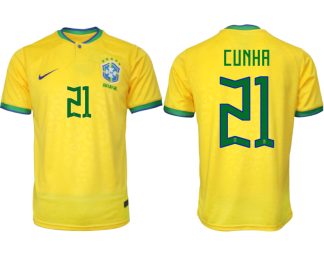 Brasilien Hemmatröja Herr VM 2022 Gul Fotbollströjor med tryck CUNHA 21