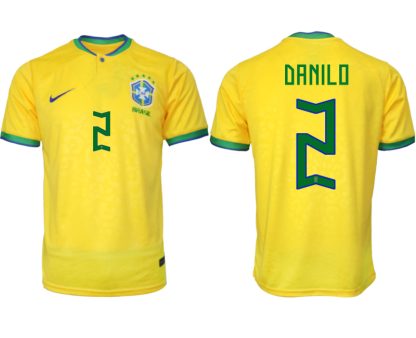 Brasilien Hemmatröja Herr VM 2022 Gul Fotbollströjor med tryck DANILO 2