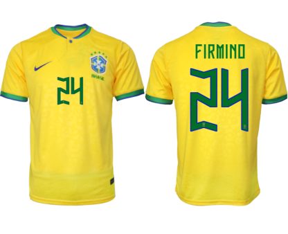 Brasilien Hemmatröja Herr VM 2022 Gul Fotbollströjor med tryck FIRMINO 24