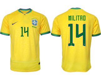 Brasilien Hemmatröja Herr VM 2022 Gul Fotbollströjor med tryck MILITAO 14