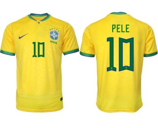 Brasilien Hemmatröja Herr VM 2022 Gul Fotbollströjor med tryck PELE 10