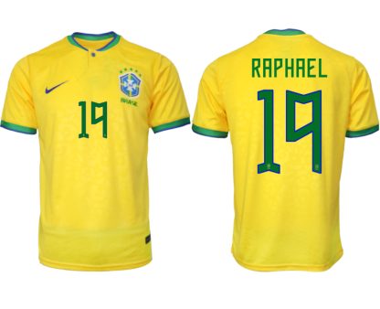 Brasilien Hemmatröja Herr VM 2022 Gul Fotbollströjor med tryck RAPHAEL 19