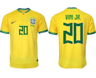 Brasilien Hemmatröja Herr VM 2022 Gul Fotbollströjor med tryck VINI JR. 20