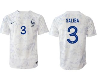 Frankrike Bortatröja Herr VM 2022 Kortärmad Fotbollströjor med tryck SALIBA 3