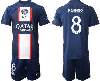 PAREDES #8 Paris Saint-Germain PSG Hemmatröja Herr 2023 Kortärmad + Korta byxor