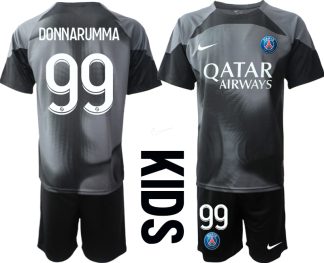 Paris Saint-Germain PSG Målvakt Barn 2023 svart Kortärmad + Korta byxor med tryck DONNARUMMA 99