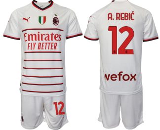 A.REBIĆ #12 Billiga Fotbollströjor AC Milan Bortatröja Herr 2023 Kortärmad + Korta byxor