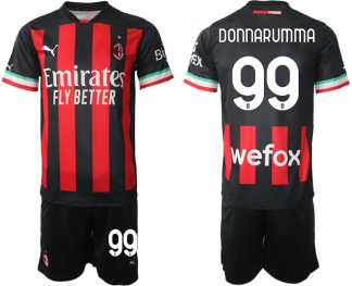 AC Milan Hemmatröja Herr 2023 Kortärmad + Korta byxor med namn DONNARUMMA 99