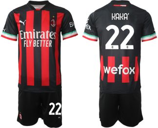 AC Milan Hemmatröja Herr 2023 Kortärmad + Korta byxor med namn KAKA’22