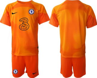 Beställa Fotbollströjor Chelsea FC 2023 för Herr Målvaktströja orange Kortärmad + Korta byxor