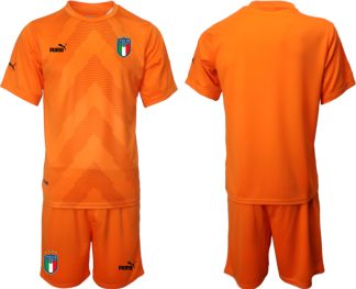 Billiga Fotbollströjor Italien Målvaktströja 2023 Herr orange Kortärmad + Korta byxor