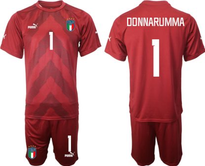 Billiga Italien Målvaktströja WM 2022 röd Fotbollströjor set För Män DONNARUMMA 1