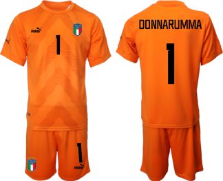 DONNARUMMA #1 Italien Målvaktströja 2023 Herr orange Fotbollströjor Kortärmad + Korta byxor