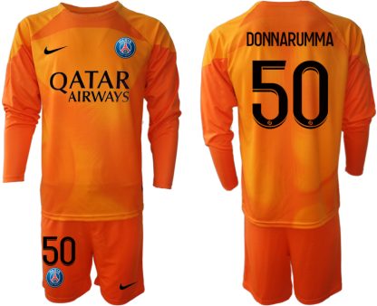 DONNARUMMA #50 Paris Saint-Germain PSG 2023 Målvaktströja Herr orange Langarm + Kurze Hosen