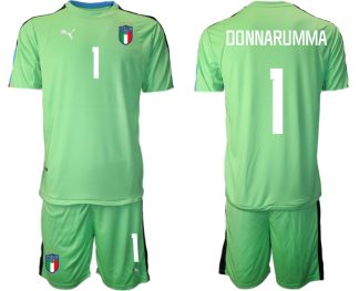 Italien Målvaktströja 2023 Herr grön Fotbollströjor Kortärmad Fotbollströja Set med tryck DONNARUMMA 1