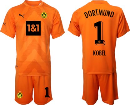KOBEL #1 Borussia Dortmund BVB Målvaktströja Herr 2023 orange Kortärmad + Korta byxor