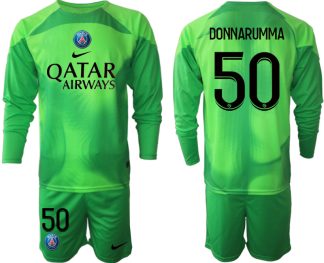 Paris Saint-Germain PSG 2023 Målvaktströja Herr grön Fotbollströja med tryck DONNARUMMA 50