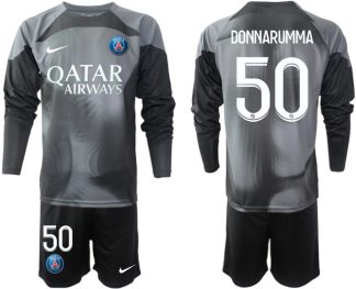 Paris Saint-Germain PSG 2023 Målvaktströja Herr svart Fotbollströja Set med tryck DONNARUMMA 50