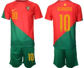 Portugal Hemmatröja VM 2022 för Herr Kortärmad + Korta byxor med namn BERNARDO 10