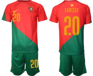 Portugal Hemmatröja VM 2022 för Herr Kortärmad + Korta byxor med namn CANCELO 20