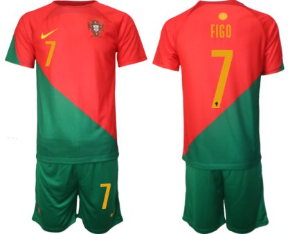Portugal Hemmatröja VM 2022 för Herr Kortärmad + Korta byxor med namn FIGO 7