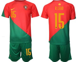 Portugal Hemmatröja VM 2022 för Herr Kortärmad + Korta byxor med namn R.LEAO 15