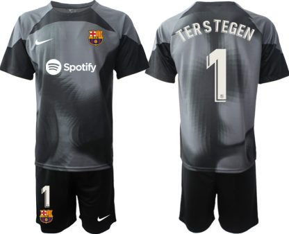 TERSTEGEN #1 FC Barcelona 2023 Målvaktströja Herr svart Kortärmad + Korta byxor