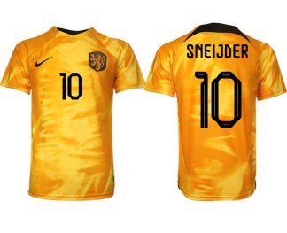Billiga fotbollströjor för män Nederländerna Hemmatröja VM 2022 Kortärmad SNEIJDER 10