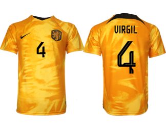 Billiga fotbollströjor Nederländerna Hemmatröja VM 2022 Kortärmad för Herr VIRGIL 4