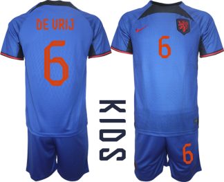 Nederländerna Matchtröjor Barn Fotbollströja VM 2022 Kortärmad + Korta byxor DE VRIJ 6