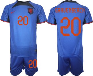 Nederländerna Matchtröjor Herr Fotbollströja VM 2022 Kortärmad + Korta byxor GRAVENBERCH 20