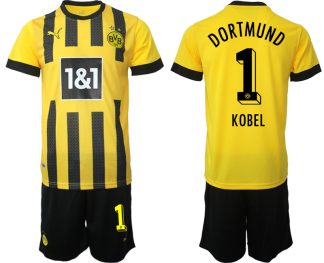 Fotbollsset Herr Borussia Dortmund BVB Hemmatröja 2023 Kortärmad + Korta byxor KOBEL 1