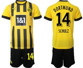 Fotbollsset Herr Borussia Dortmund BVB Hemmatröja 2023 Kortärmad + Korta byxor SCHULZ 14