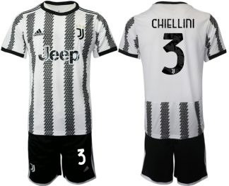 Fotbollsset Herr Juventus Hemmatröja 2022-23 Kortärmad + Korta byxor CHIELLINI 3