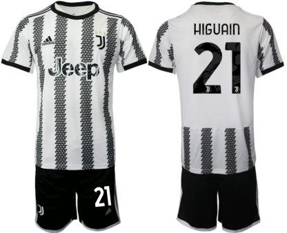 Fotbollsset Herr Juventus Hemmatröja 2022-23 Kortärmad + Korta byxor HIGUAIN 21