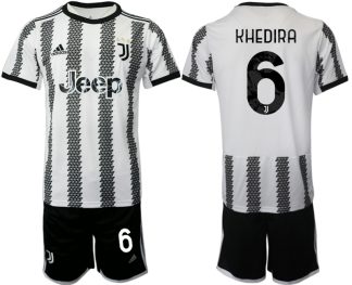 Fotbollsset Herr Juventus Hemmatröja 2022-23 Kortärmad + Korta byxor KHEDIRA 6